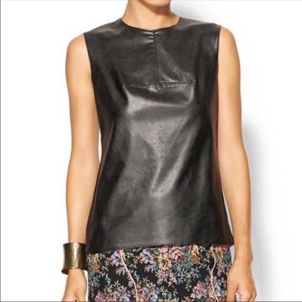 BcbgMaxAzria faux leather sleeveless top